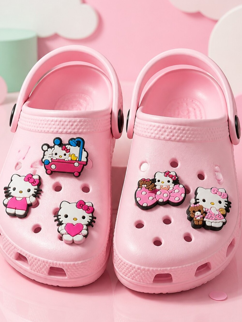 Hello Kitty Crocs Shoe Charms Set Pink Kawaii Sanrio Jibbitz Style Accessories